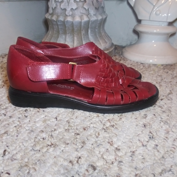 Vintage | Shoes | Vintage Maryland Square Red Leather Huarache Style Woven  Peeptoe Sandals | Poshmark